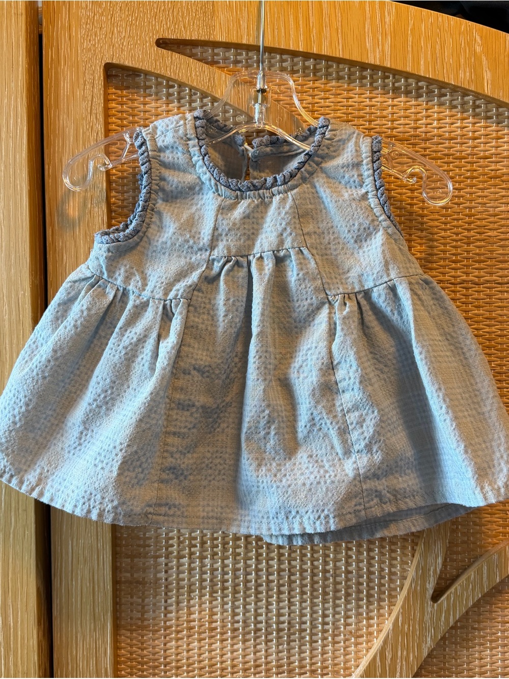 Baby Girls' Light Blue Textured Sleeveless Peplum Top